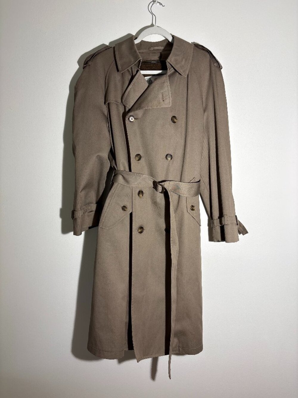 Vtg London Fog Double Breasted Trench Coat With Belt Zip Fur Liner Men 40 Reg